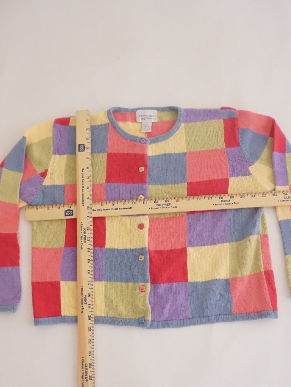 Vintage Christopher & Banks Multicolor Check Plaid Button Knit Cardigan L - Picture 3 of 9